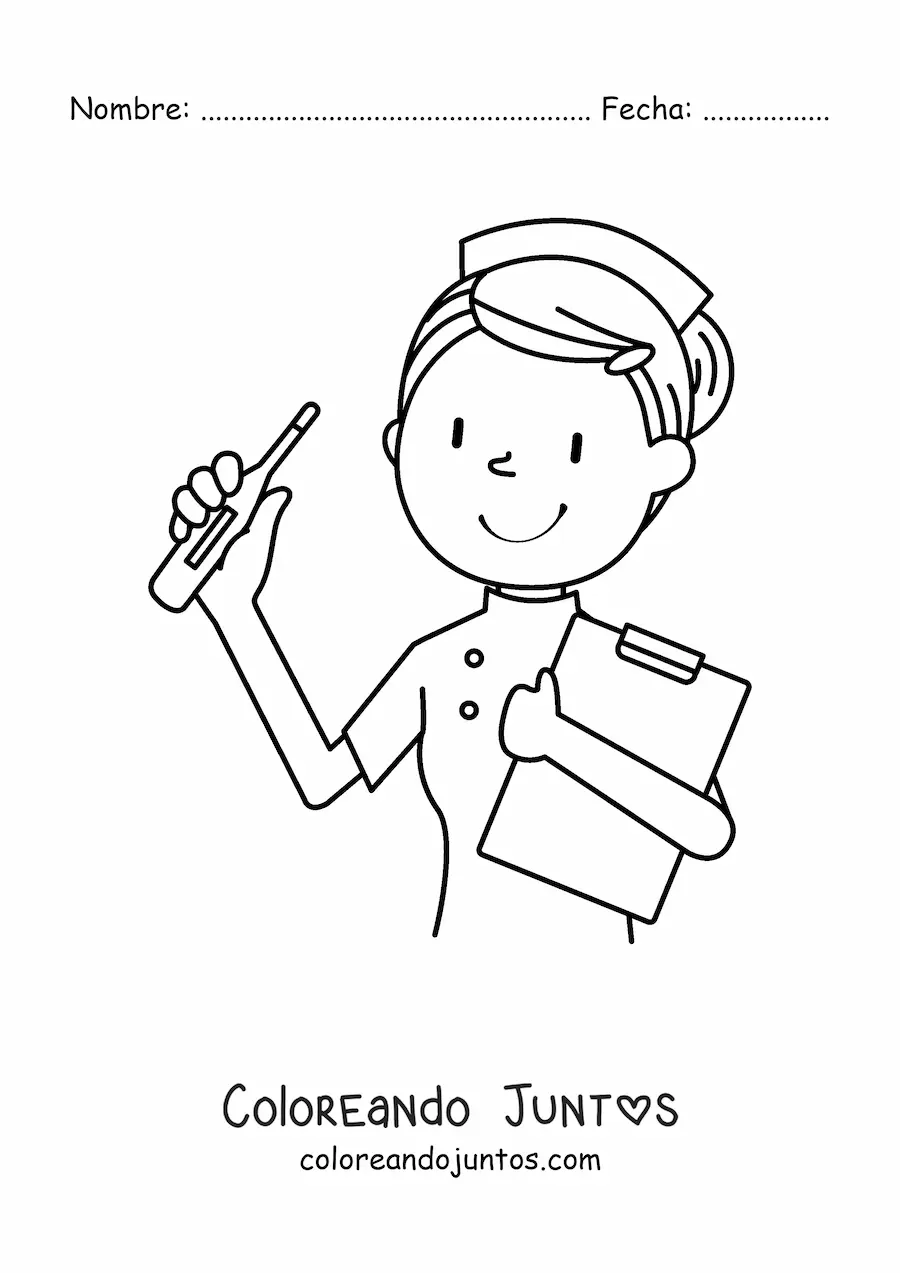 Imagen para colorear de una enfermera kawaii