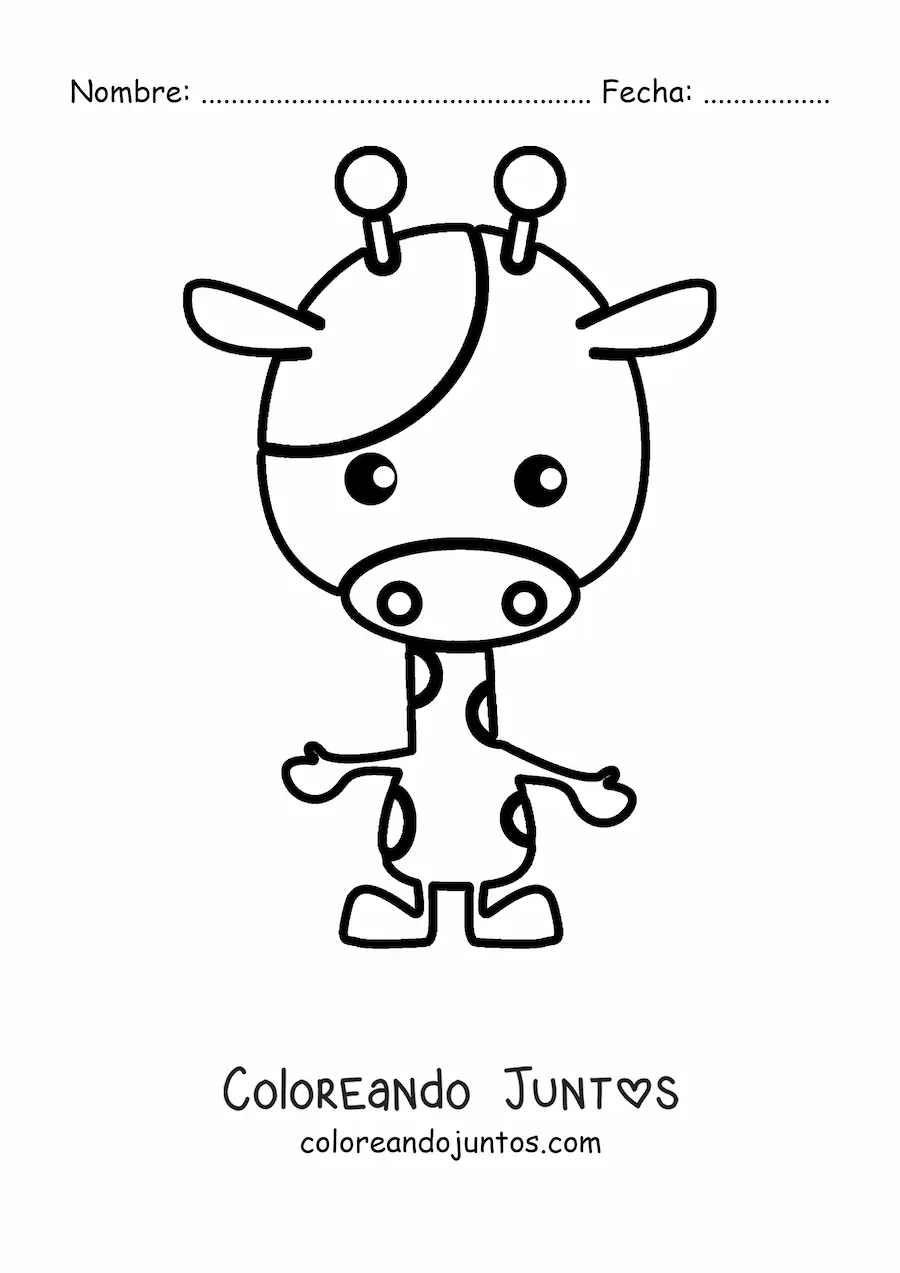 Imagen para colorear de una jirafa animada en dos patas de frente