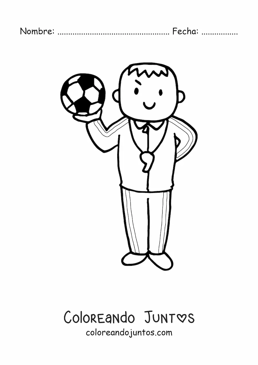 Imagen para colorear de un entrenador de fútbol