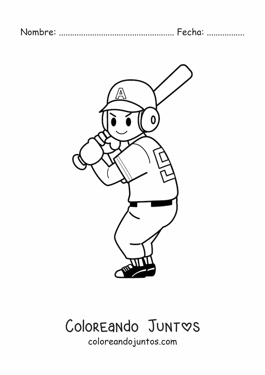 Imagen para colorear de un jugador de béisbol
