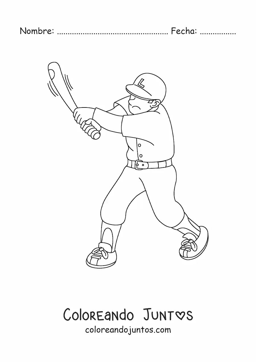 Imagen para colorear de un jugador bateando