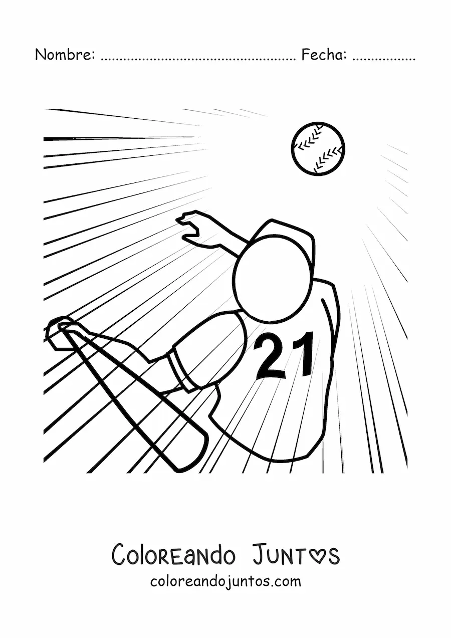 Imagen para colorear de un jugador bateando la pelota
