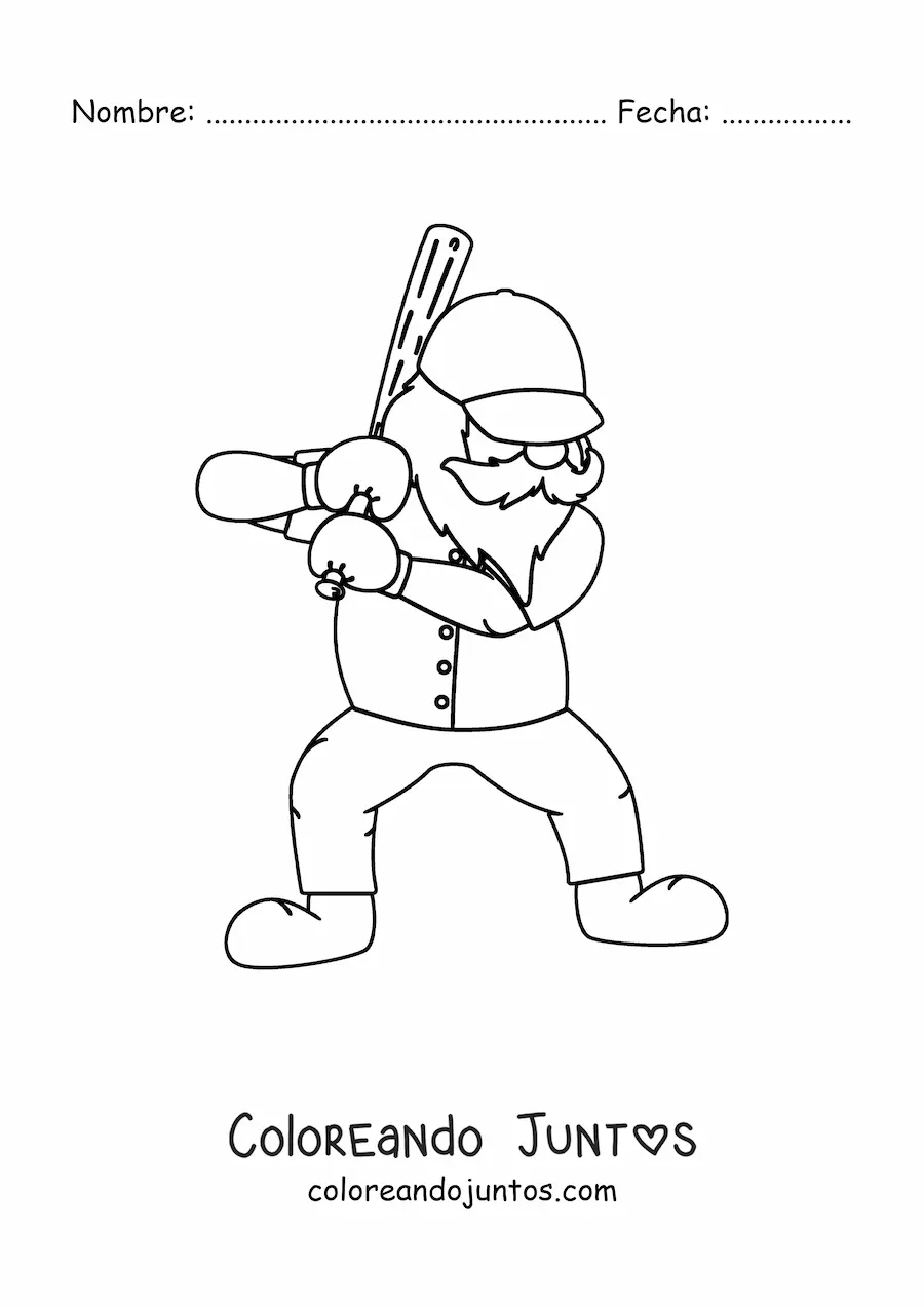 Imagen para colorear de un santa beisbolista