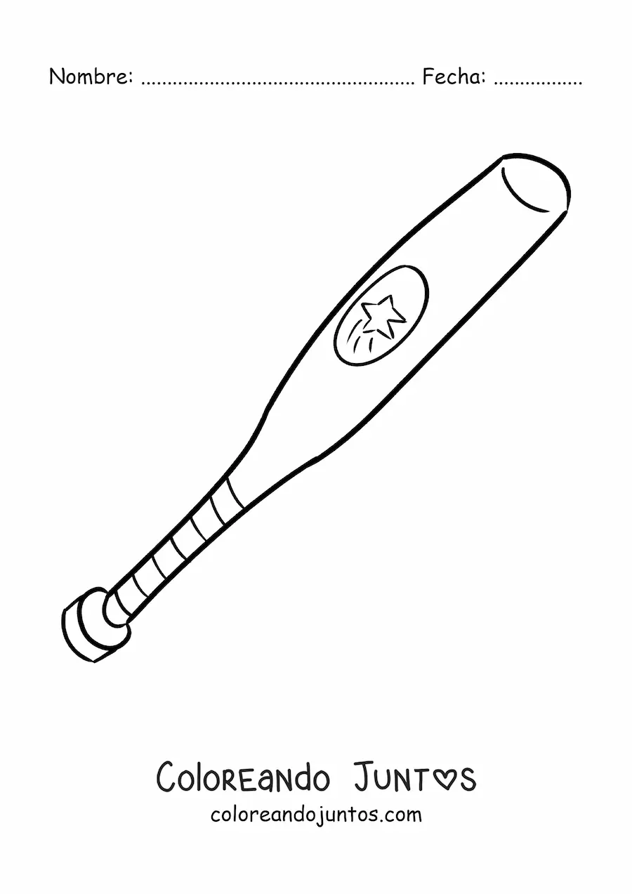 Imagen para colorear de un bate de béisbol