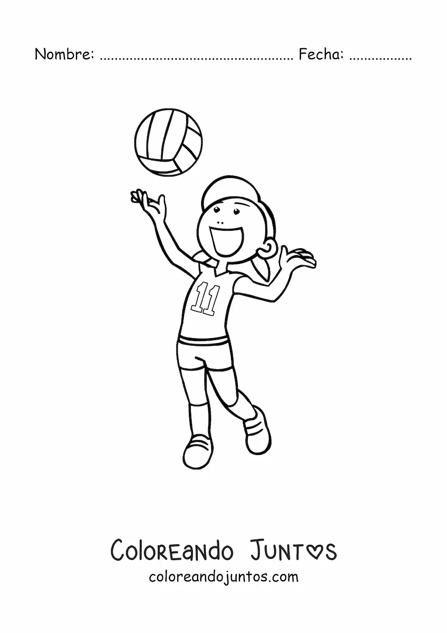 Imagen para colorear de un saque de voleibol