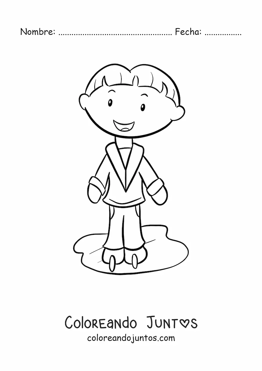 Imagen para colorear de una niña practicando patinaje sobre hielo