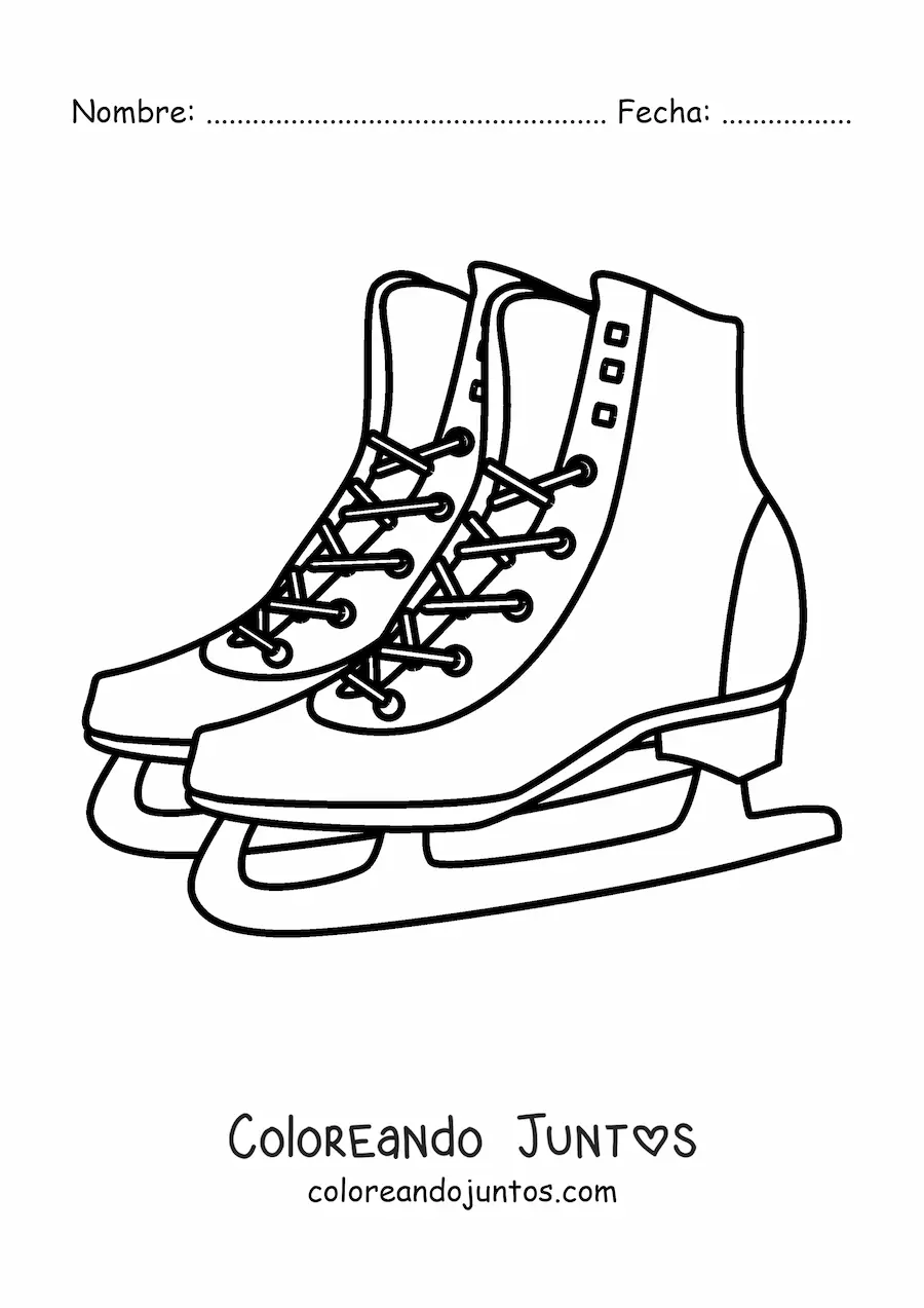 Imagen para colorear de un par de patines para hielo