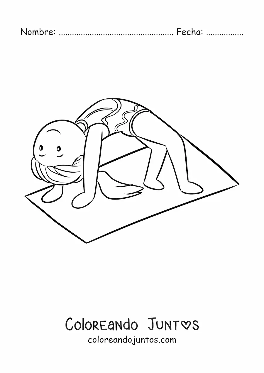 Imagen para colorear de una gimnasta en la colchoneta