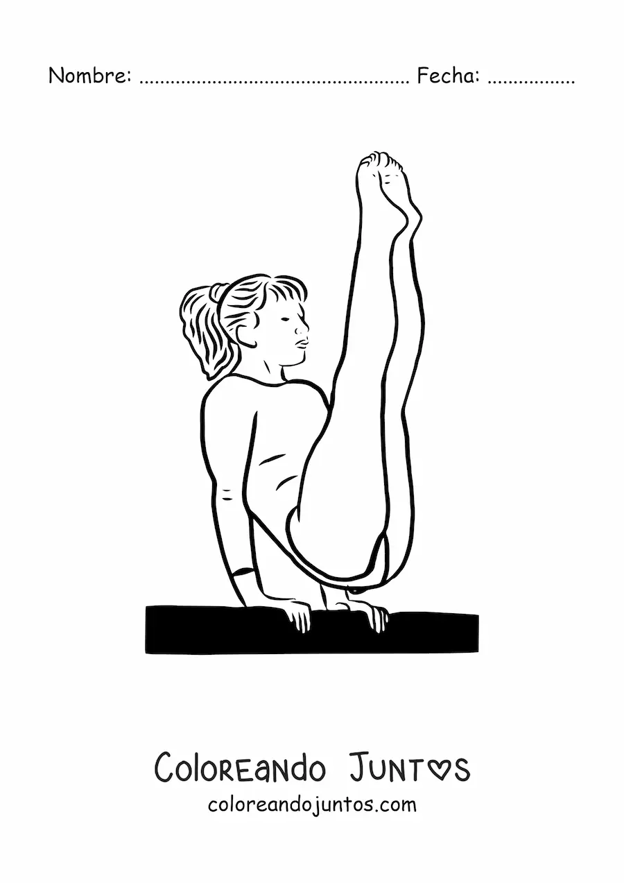 Imagen para colorear de una chica gimnasta en el potro