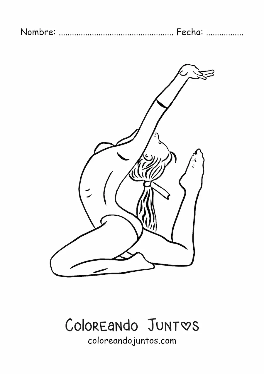 Imagen para colorear de un chica haciendo gimnasia artística