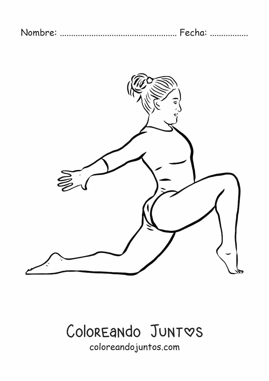 Imagen para colorear de chica haciendo piruetas de gimnasia artística