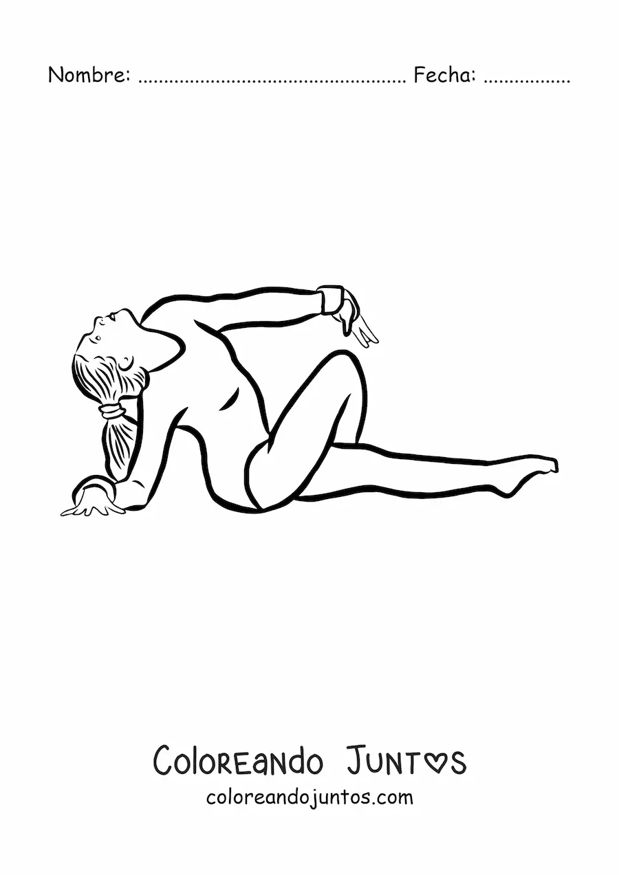 Imagen para colorear de una mujer haciendo gimnasia rítmica