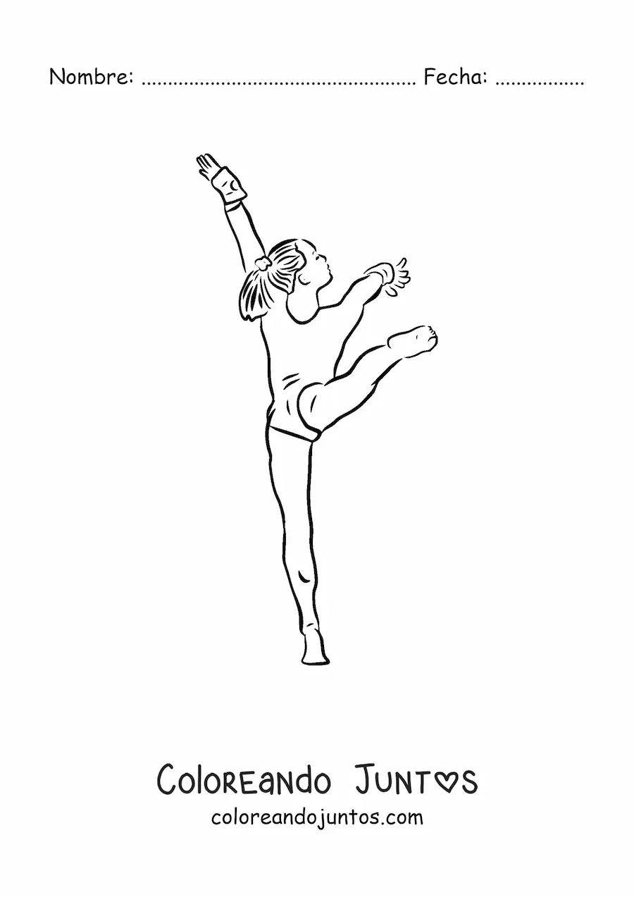 Imagen para colorear de una mujer haciendo gimnasia deportiva