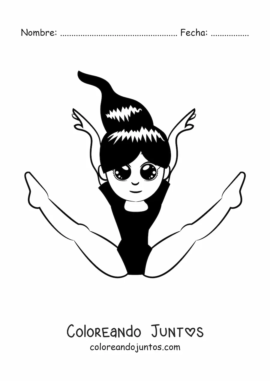 Imagen para colorear de una niña haciendo gimnasia artística