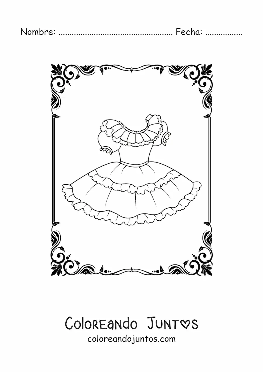 Imagen para colorear de un vestido corto