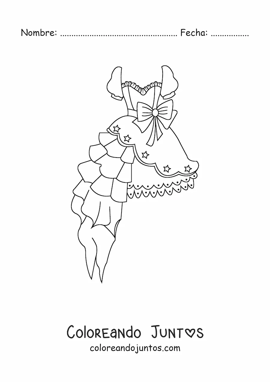 Imagen para colorear de un vestido corto bonito