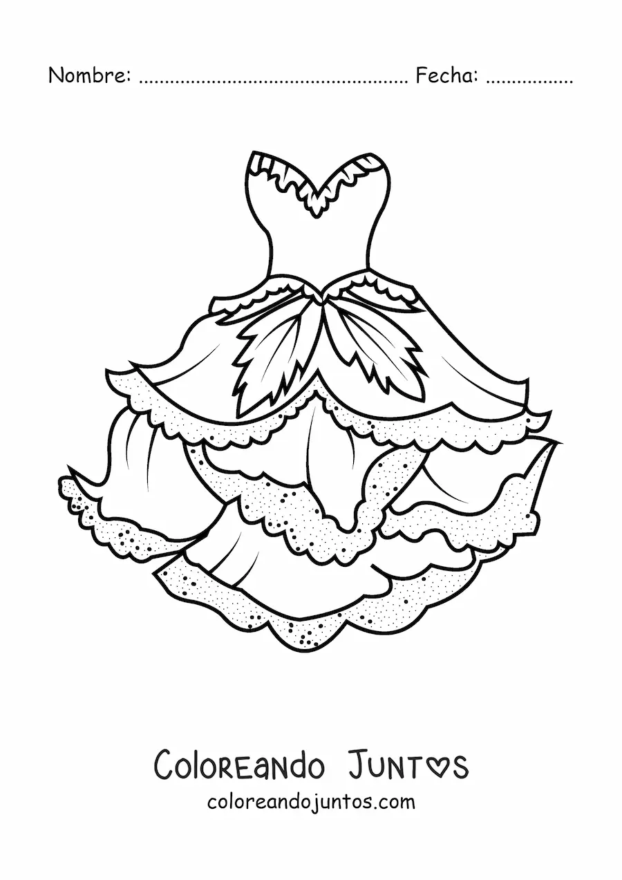 Imagen para colorear de un vestido de hada del bosque