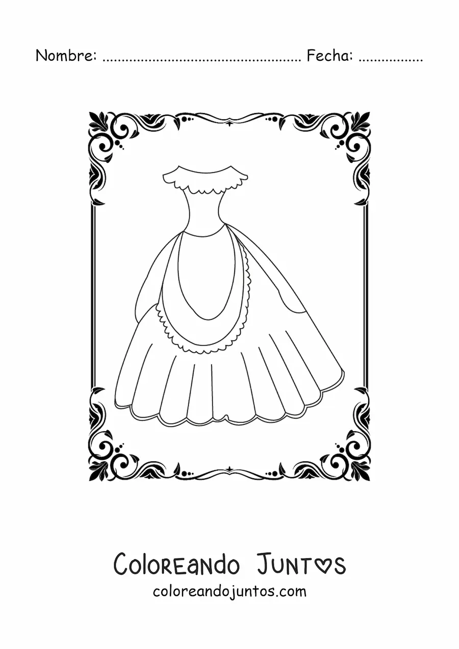 Imagen para colorear de un vestido sencillo