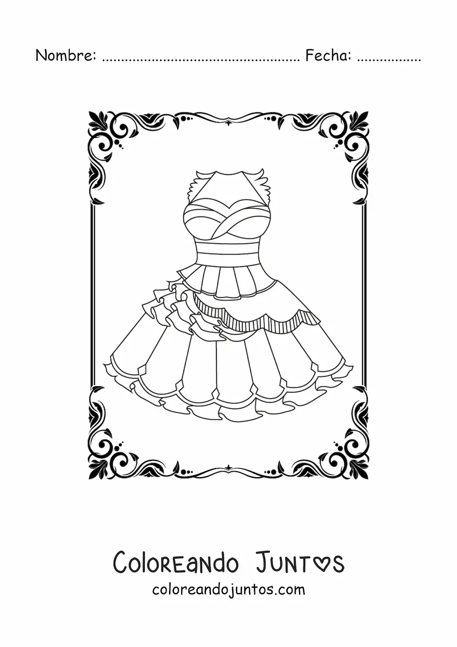 Imagen para colorear de un vestido corto sin mangas
