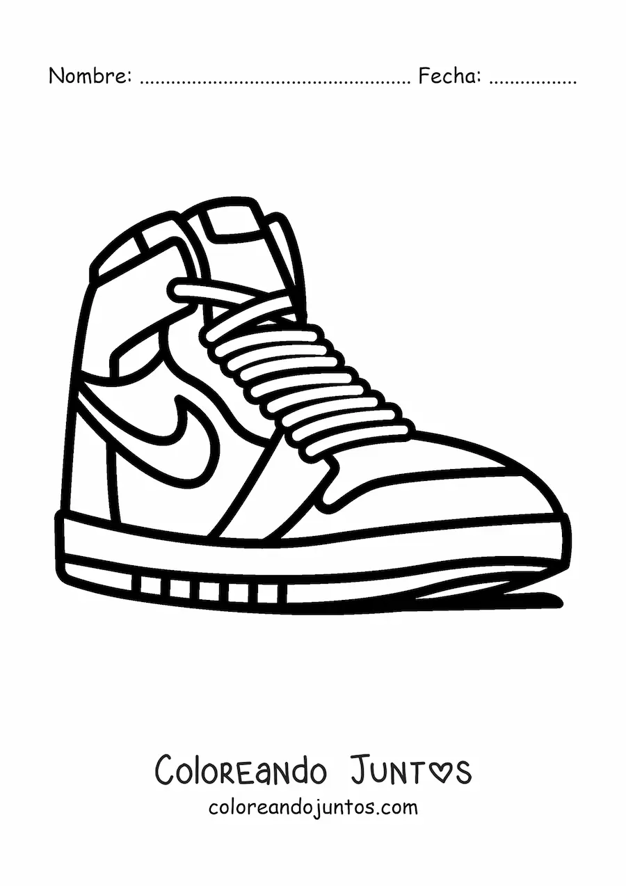 Imagen para colorear de un par de zapatos modelo Air Jordan de Nike