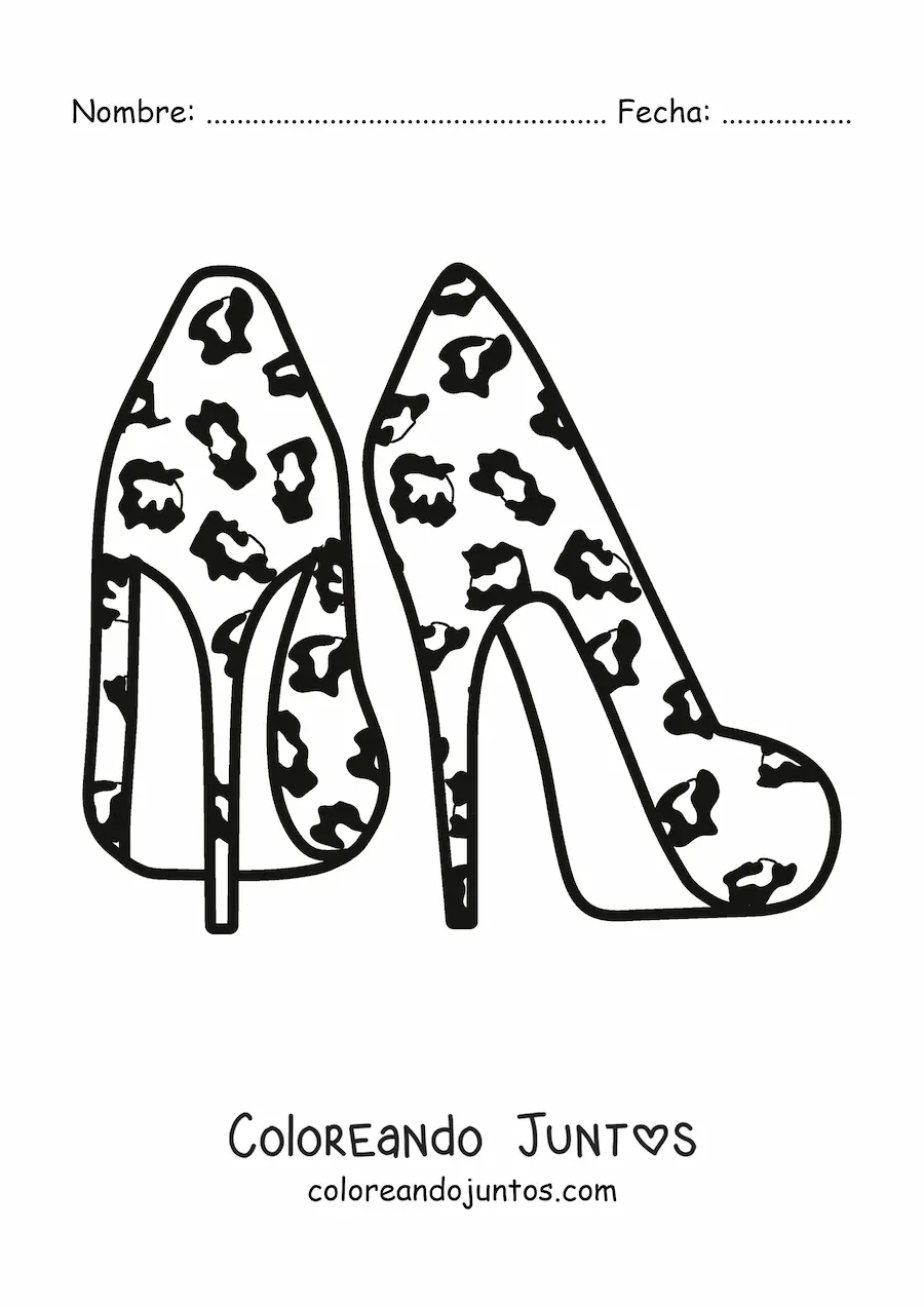Imagen para colorear de un par de zapatos de tacón