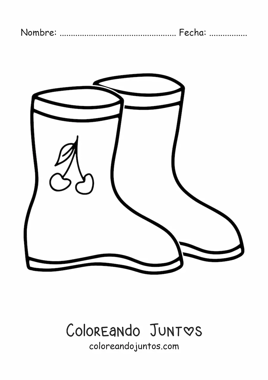 Imagen para colorear de un par de botas para la lluvia