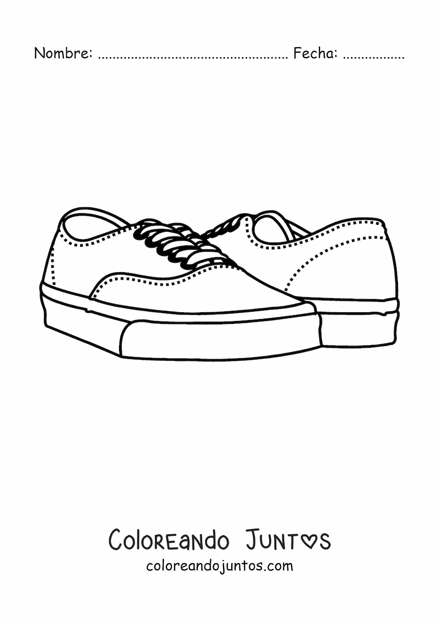 Imagen para colorear de un par de tenis bajos