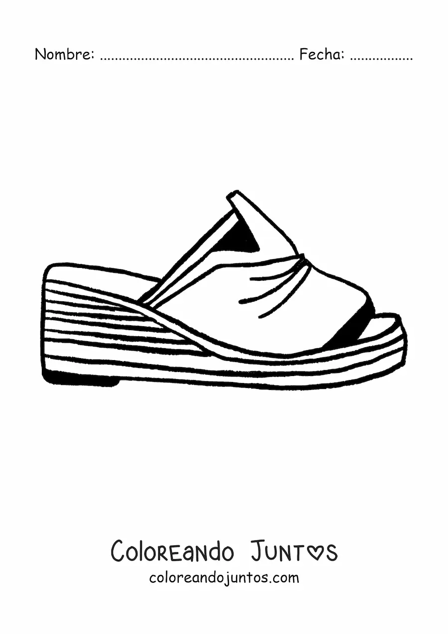 Imagen para colorear de una sandalia de verano