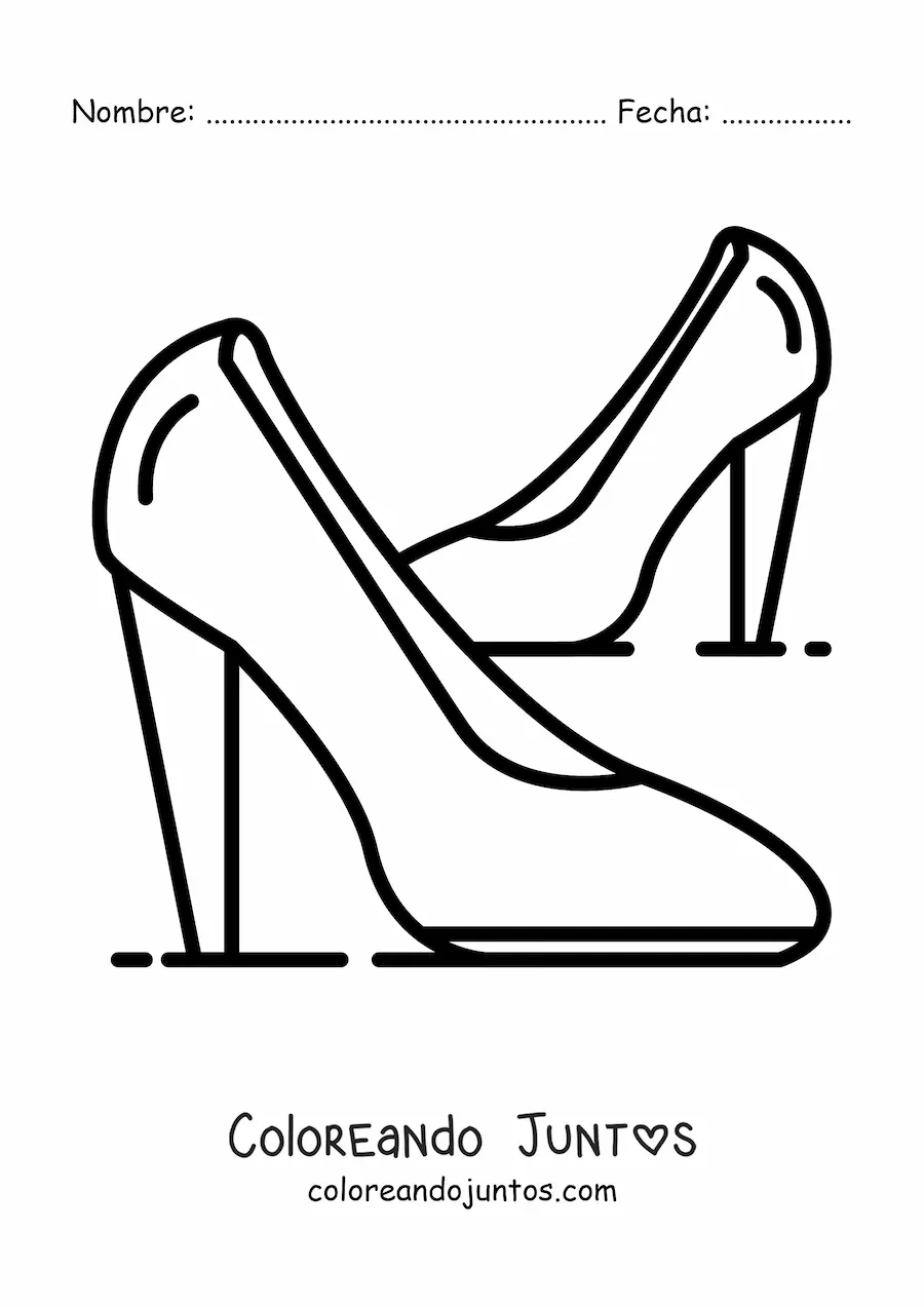 Imagen para colorear de un par de zapatillas de tacón