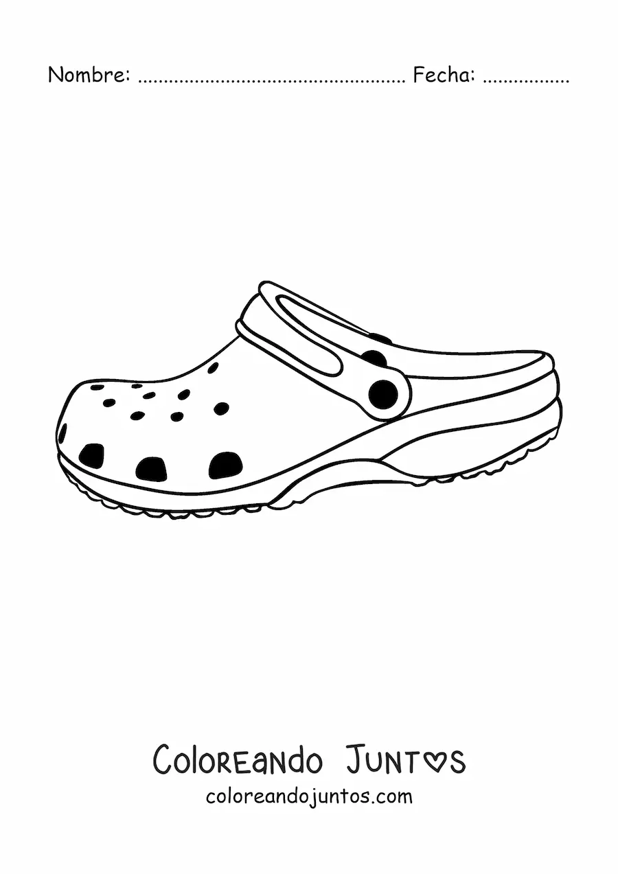 Imagen para colorear de una sandalia Croc