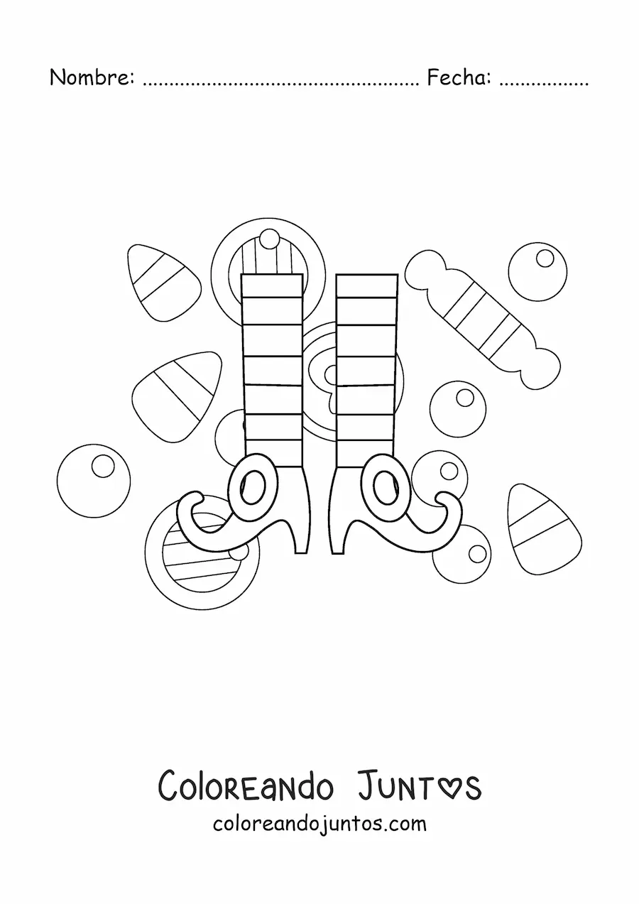 Imagen para colorear de un par de zapatillas de duende navideño