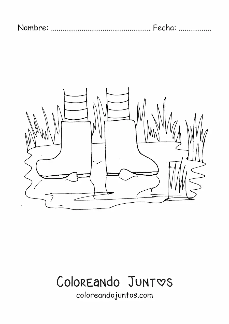 Imagen para colorear de un par de botas para la lluvia