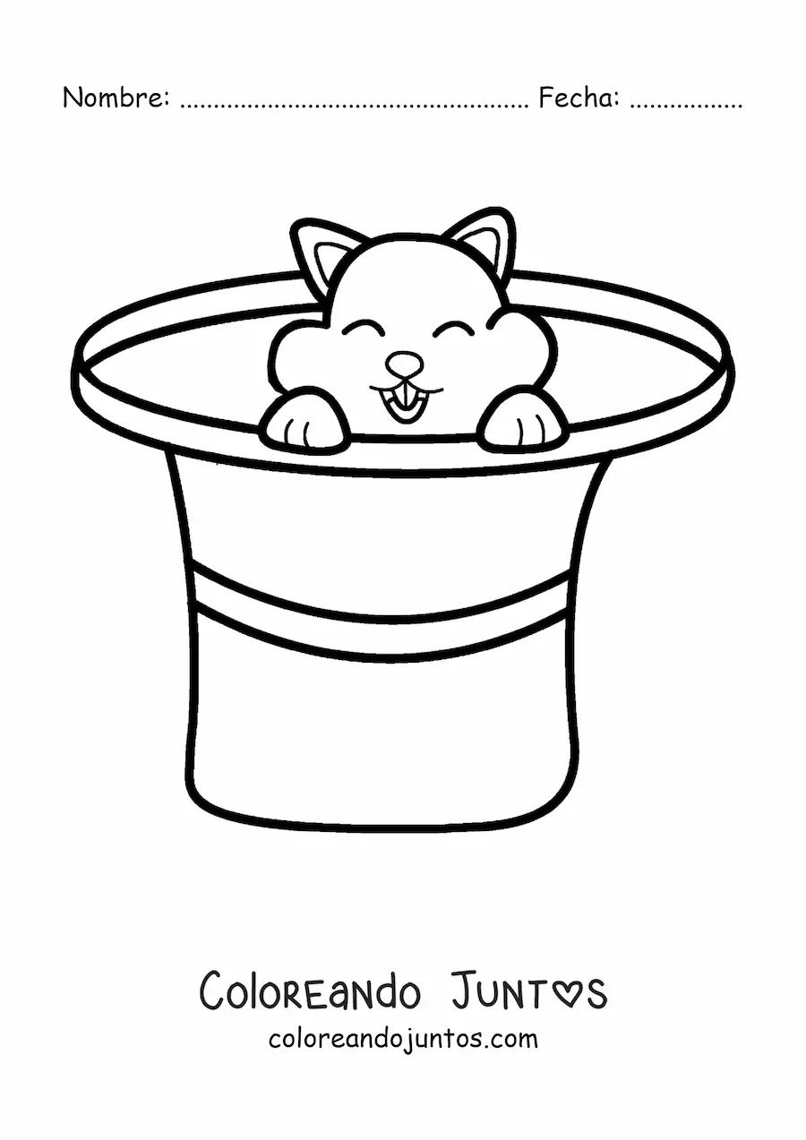 Imagen para colorear de un gato en un sombrero