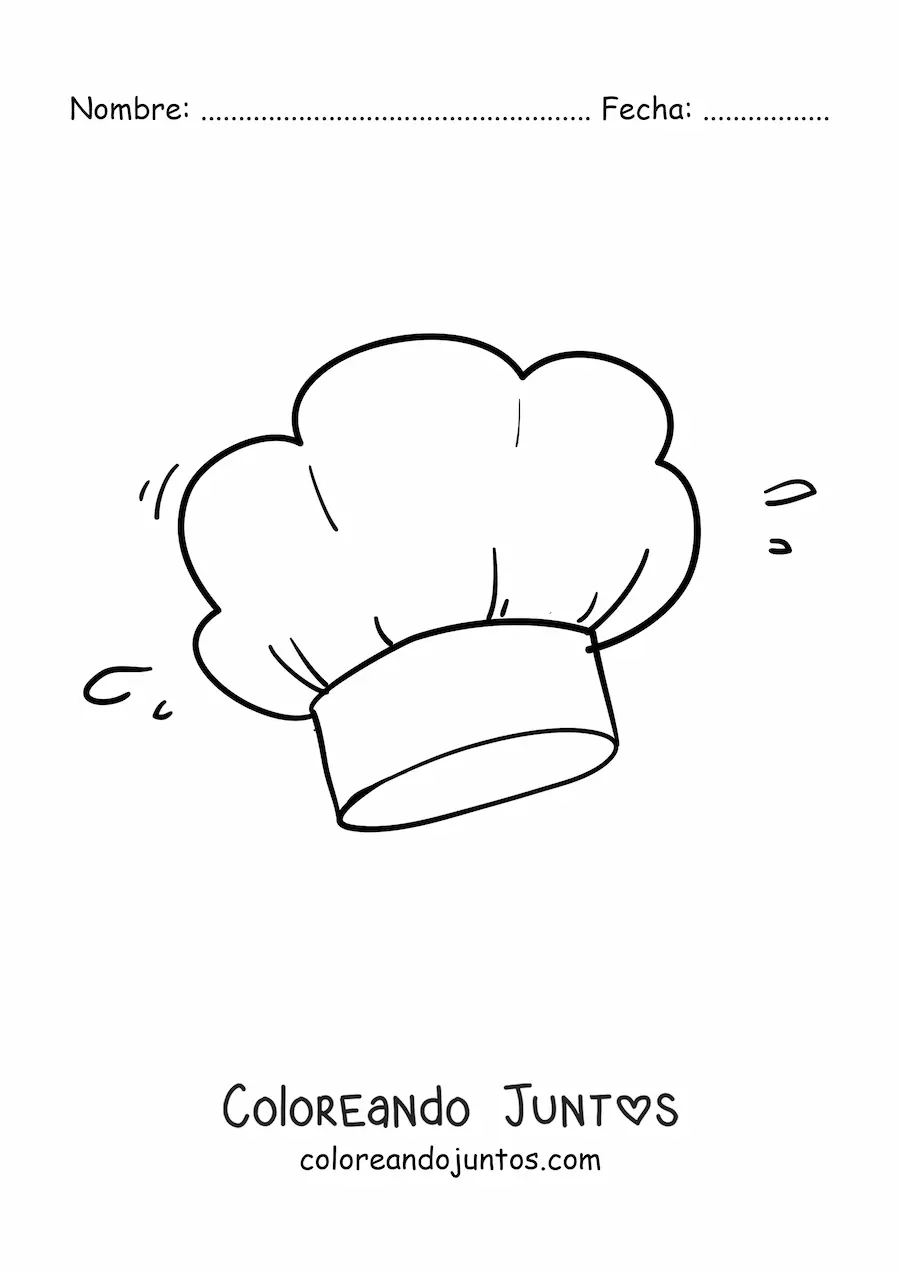 Imagen para colorear de un sombrero de chef