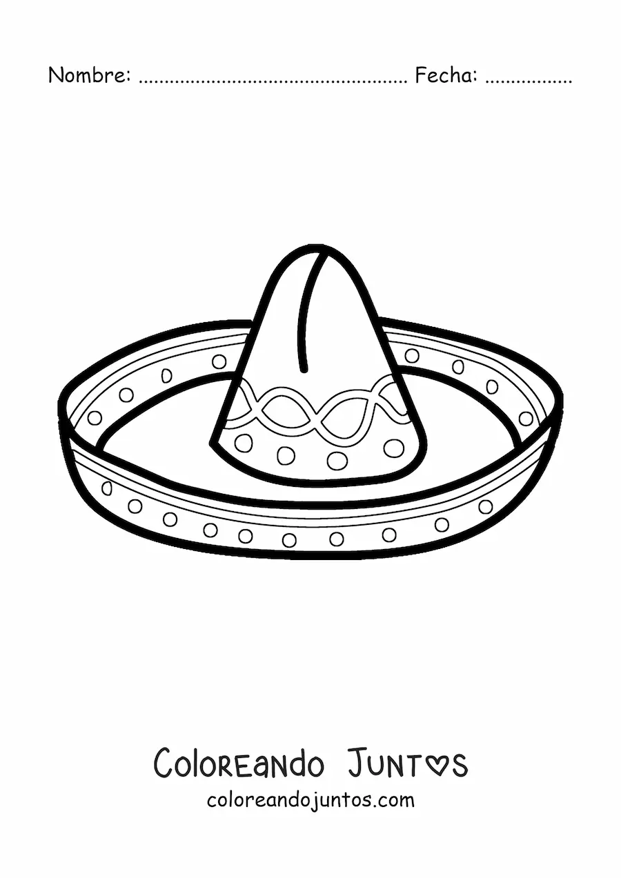 Imagen para colorear de un sombrero de mariachi