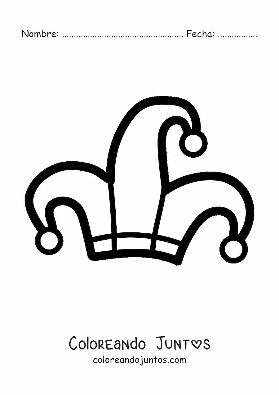 Imagen para colorear de un sombrero de bufón