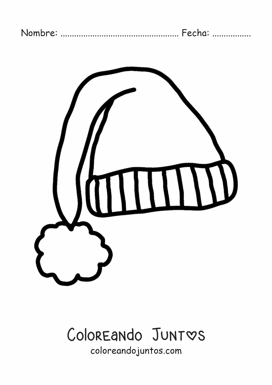 Imagen para colorear de un sombrero de Navidad