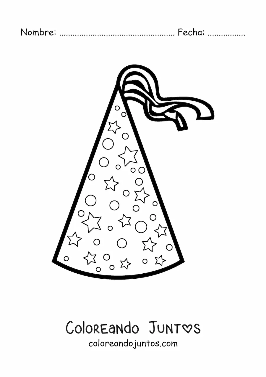 Imagen para colorear de un sombrero de fiesta