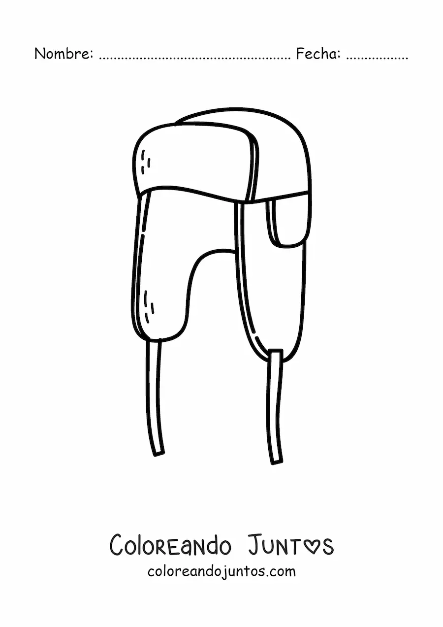 Imagen para colorear de un sombrero de invierno con orejeras