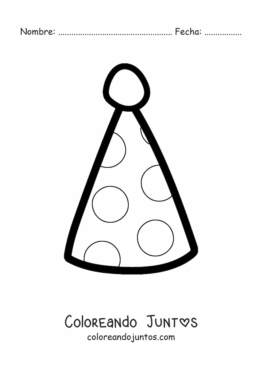 Imagen para colorear de un gorro de fiesta