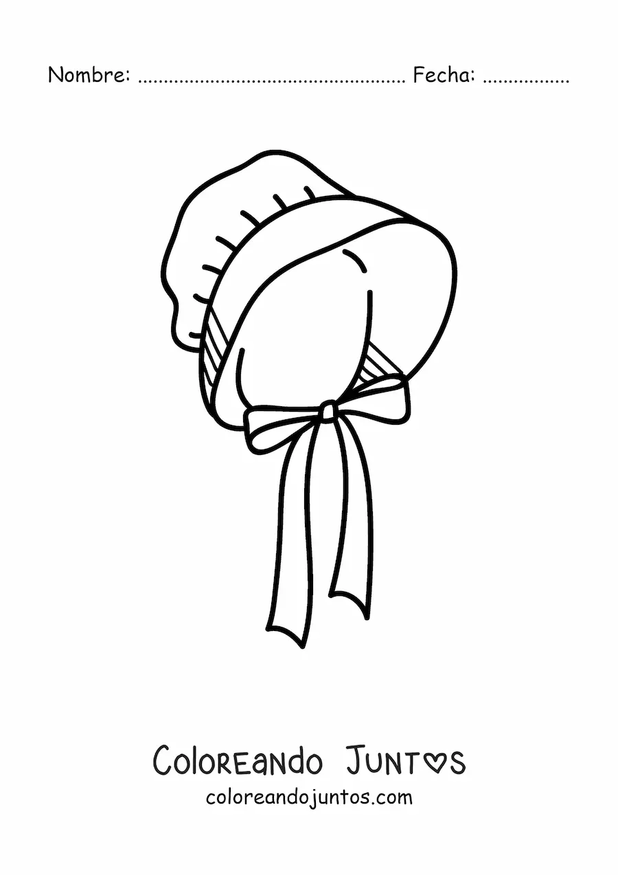 Imagen para colorear de un sombrero bonnet antiguo