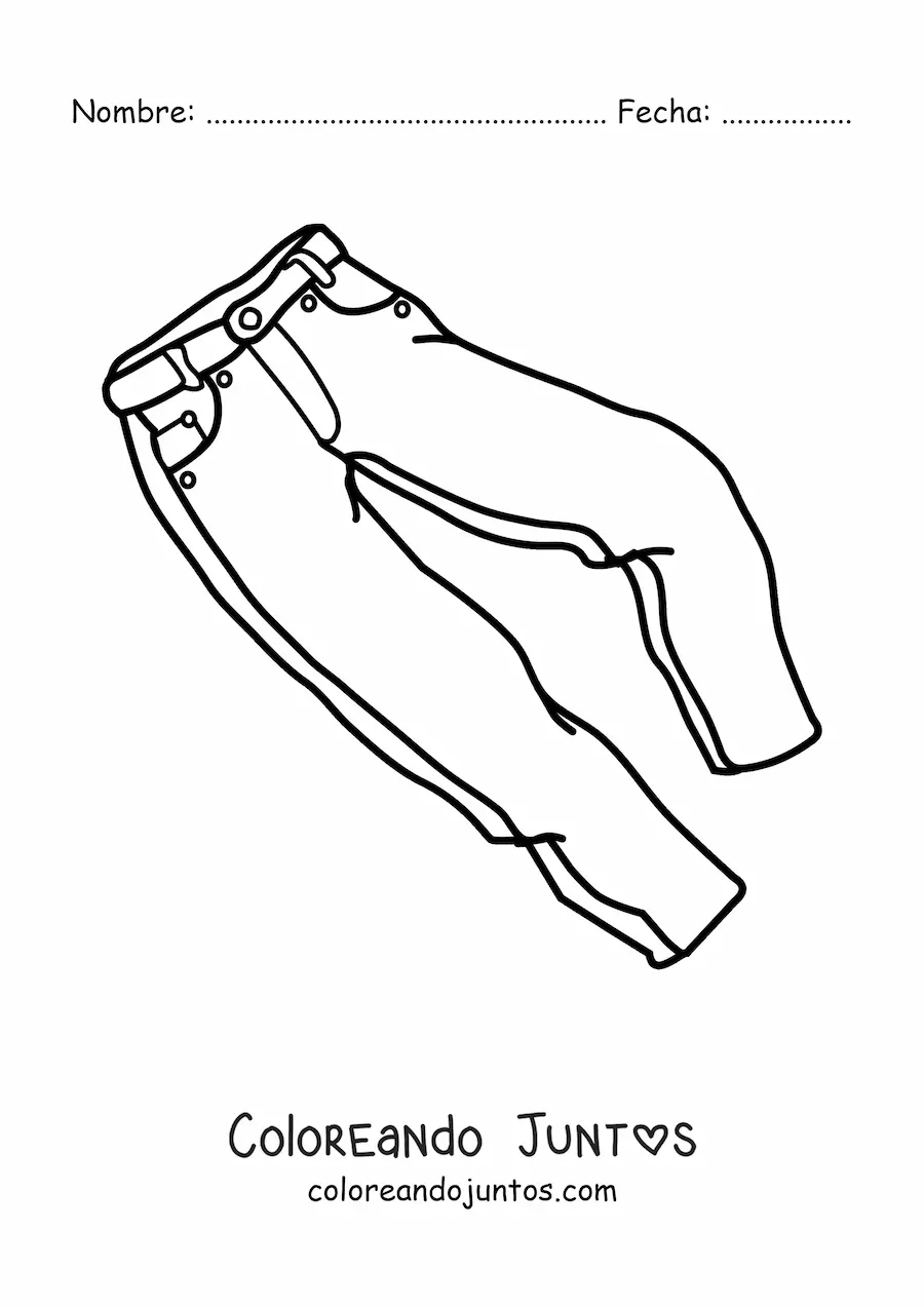 Imagen para colorear de un par de pantalones de jean