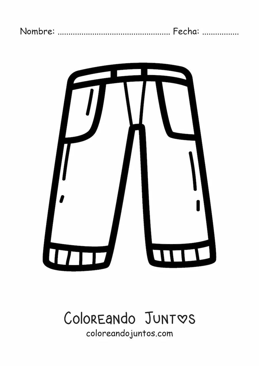 Imagen para colorear de un par de pantalones cortos