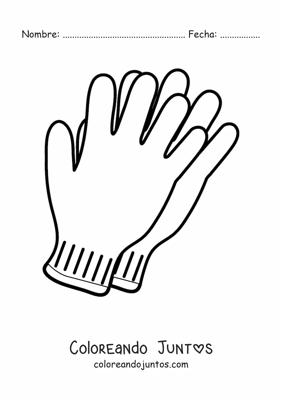 Imagen para colorear de un par de guantes de invierno