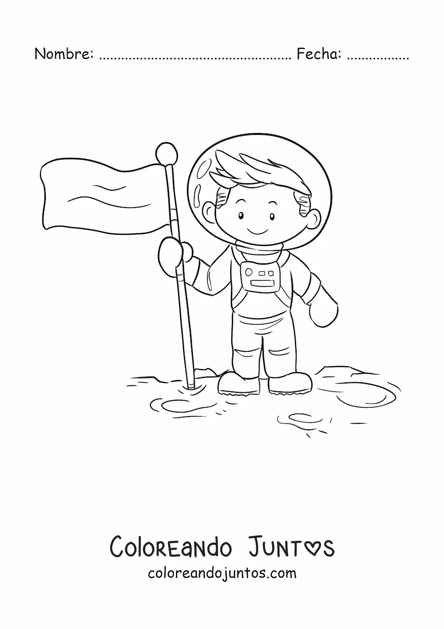 Imagen para colorear de un hombre en la Luna