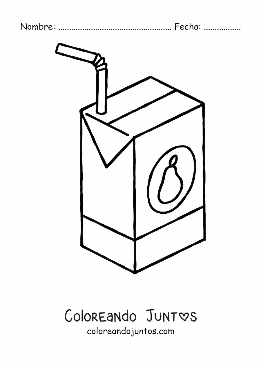 Imagen para colorear de un envase de jugo de pera
