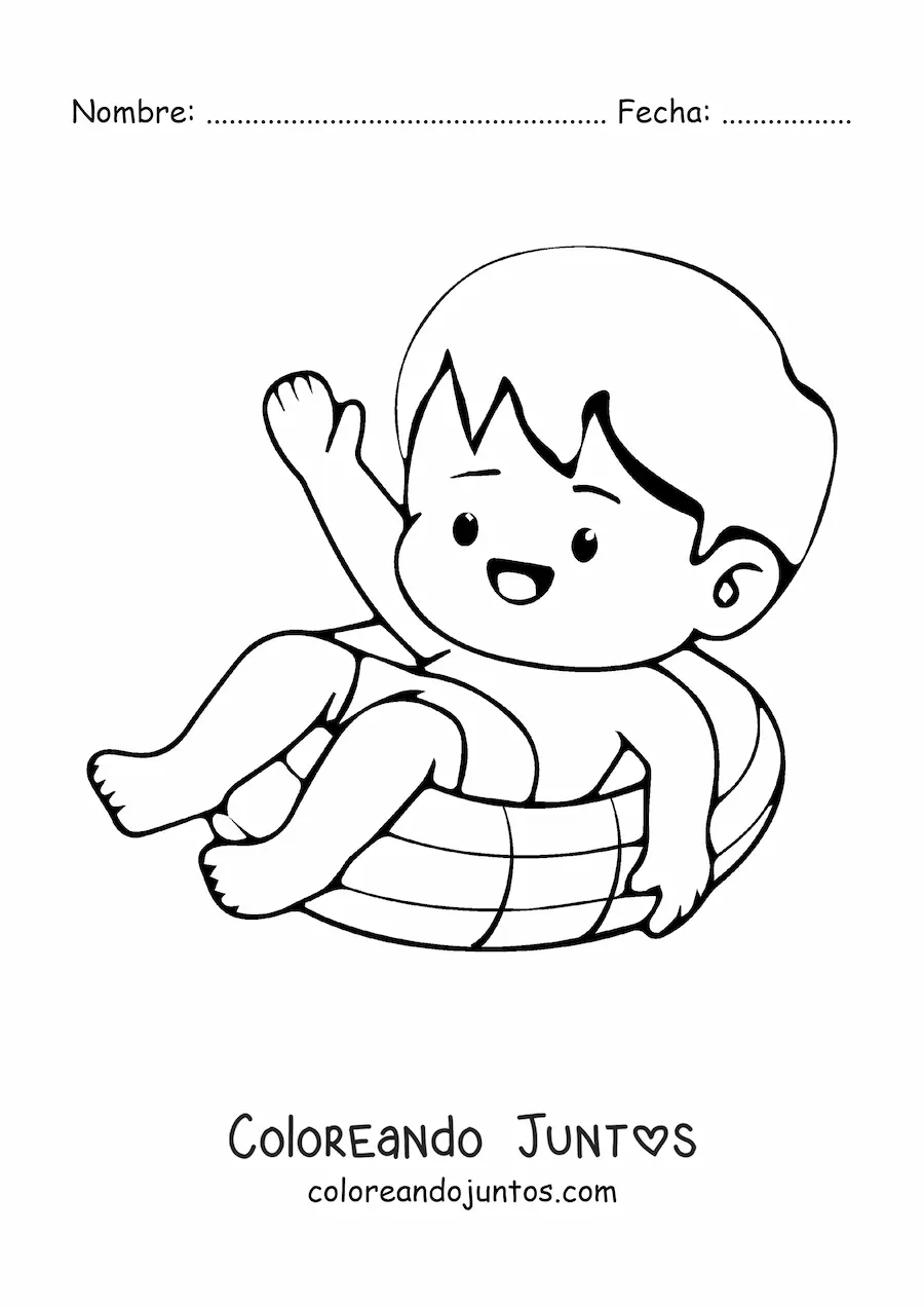 Imagen para colorear de un niño feliz en verano