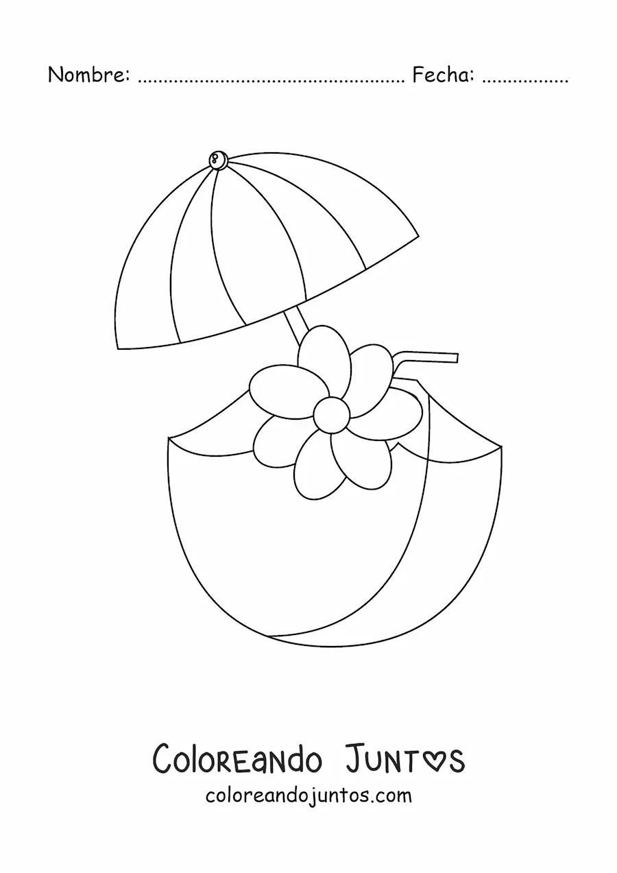 Imagen para colorear de una bebida refrescante para el verano