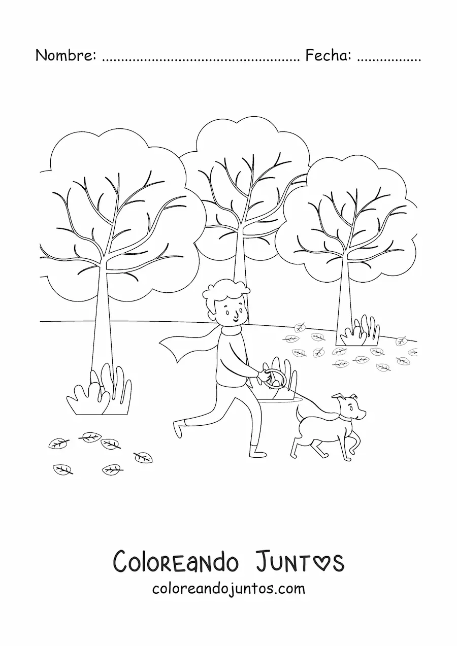 Imagen para colorear del otoño en el parque