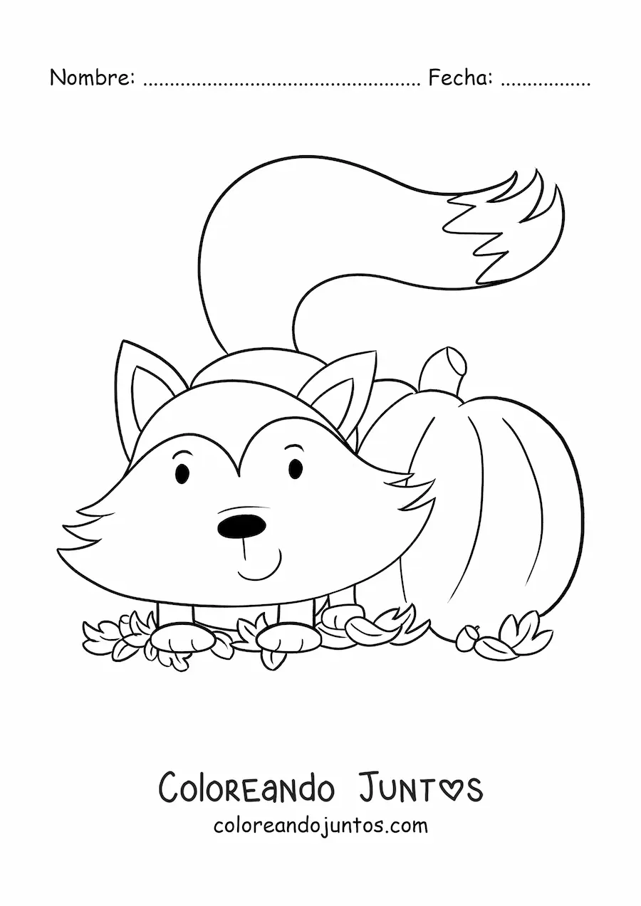 Imagen para colorear de un zorro en otoño